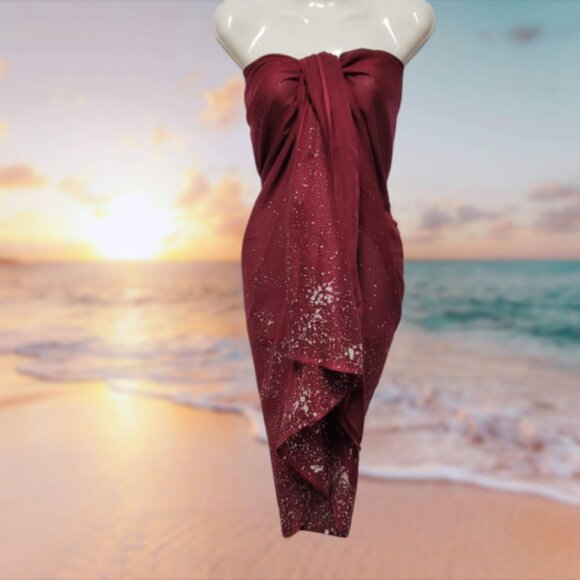 Womens Sarong Cotton Wrap, Handpainted Batik Wrapskirt Beach Pareo Beachwear-NEW - Picture 5 of 8